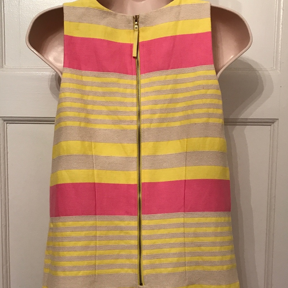 LOFT Sleeveless Stripe Shift Dress in Pink and Yellow - Picture 5 of 7